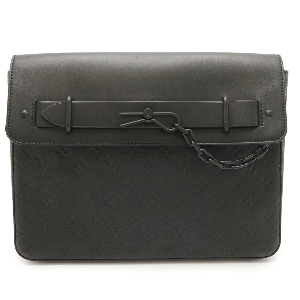 LOUIS VUITTON Monogram Taurillon Pochette Steamer Shoulder Bag Noir Black